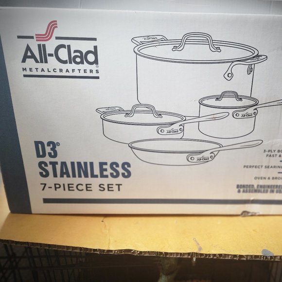 All Clad Kitchen All Clad D3 Stainless 7 Piece Set Pots N Pans